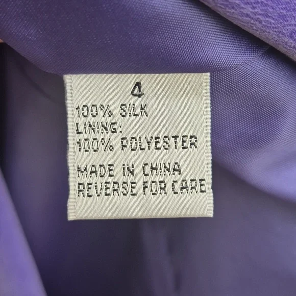 Dressbarn (Travis Ayers) Ladies Vintage Pure Silk Violet (2) PC Skirt Set